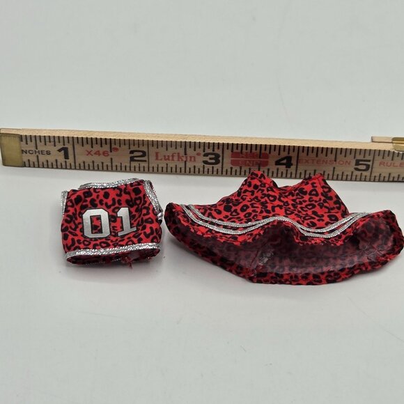 Red & Black Leopard Print Doll Outfit With "01" Top - Picture 7 of 7